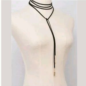 Triple Wrap Bono Choker Feather End Necklace